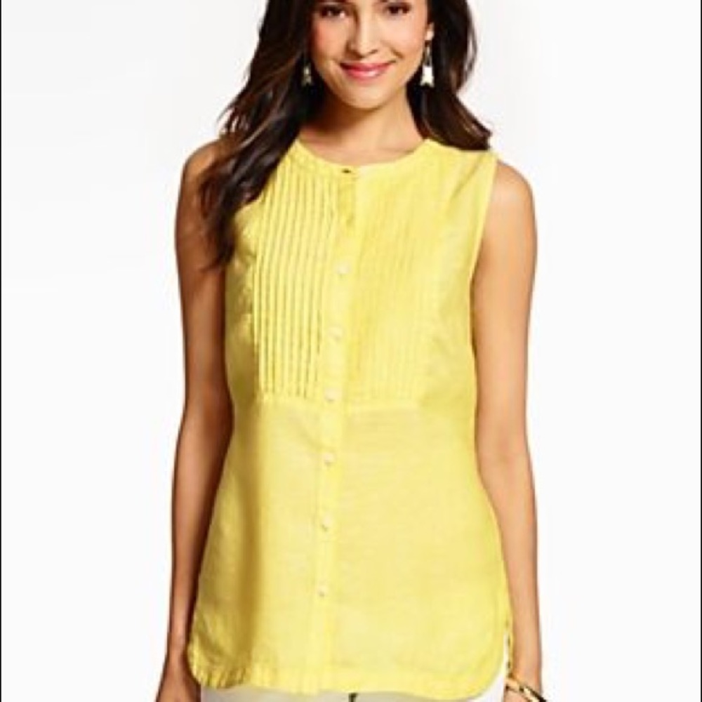 Talbots sleeveless ruffled blouse sky blue size 6